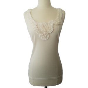 Ann Taylor Cream Ruffle Tank Top Cami